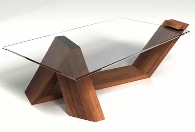 A mesa assimétrica da NOG na cor mógno. A mesa assimétrica da NOG na cor mógno.